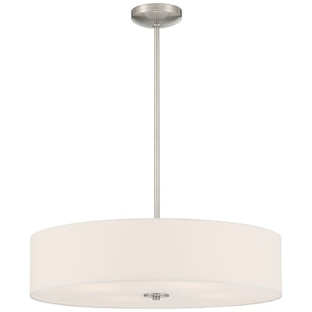 Access Lighting Mid Town, LED Pendant or SemiFlush, Brushed Steel Finish, Fabric 64066LEDDLP-BS/WH